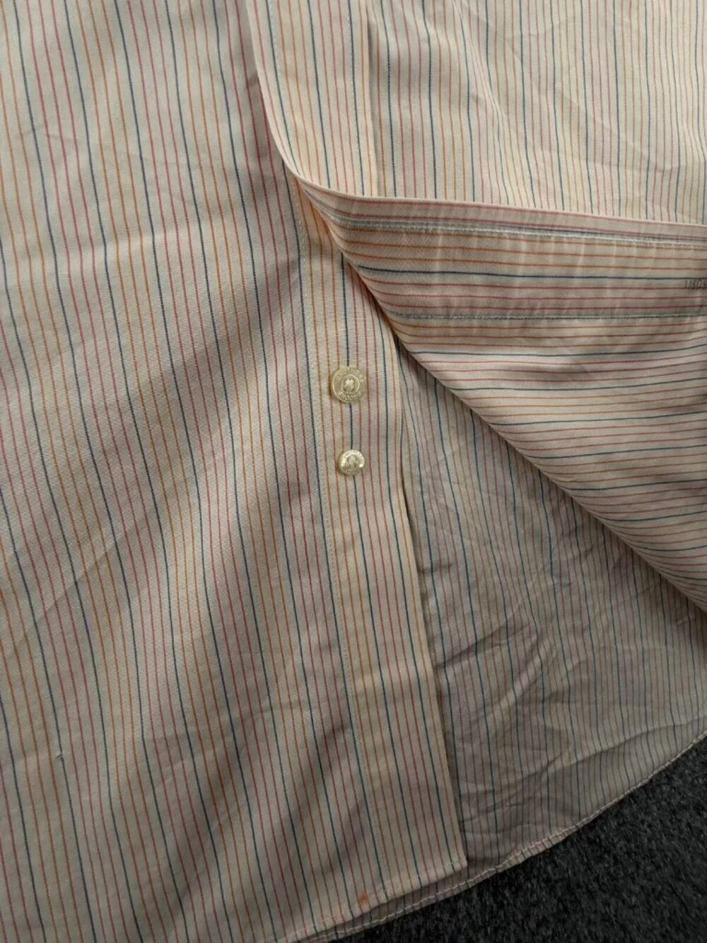 Brooks Brothers Non Iron Long Sleeve Button Up Shirt Striped Pink Orange Large
